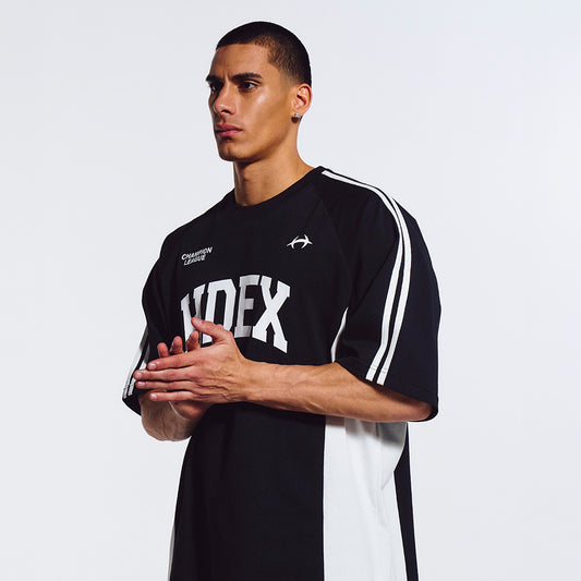 Side Color Block 滾邊撞色棉質運動上衣 黑色