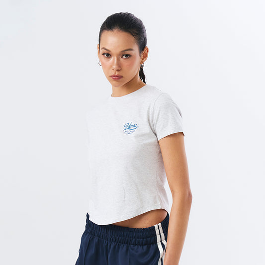 Curved Hem 棉質短袖上衣 灰白色