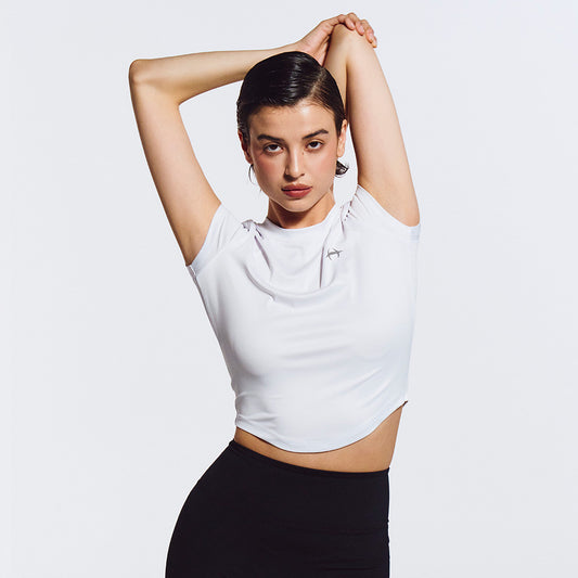 Soft 弧擺修身運動上衣 白色