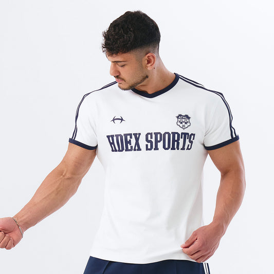 Sporty Ringer Muscle Fit 滾邊短袖運動上衣 白色