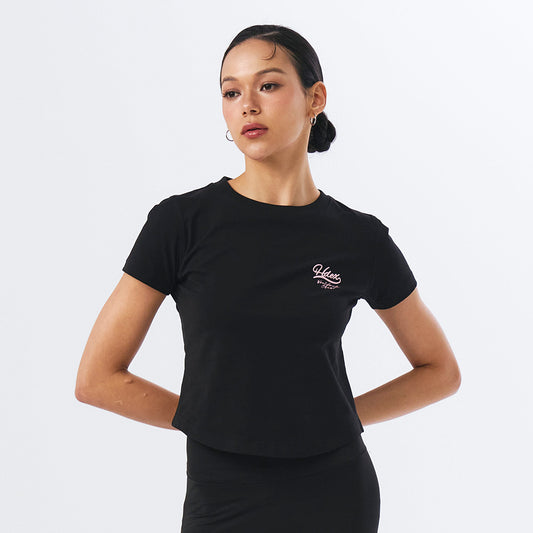 Curved Hem 棉質短袖上衣 黑色