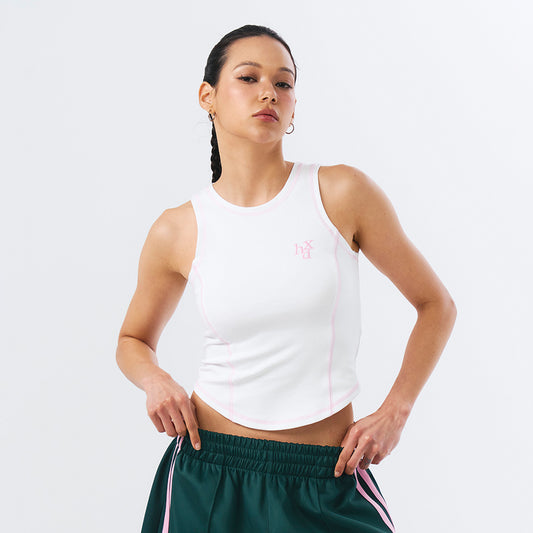 HDEX Signature Logo 車縫拼接修身背心 白色