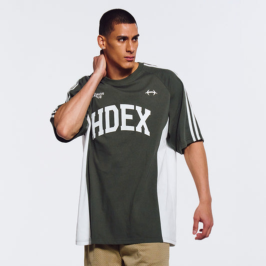 Side Color Block 滾邊撞色棉質運動上衣 卡其色