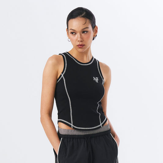 HDEX Signature Logo 車縫拼接修身背心 黑色