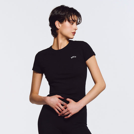 Essential Ribbed Relaxed Fit 運動上衣 黑色