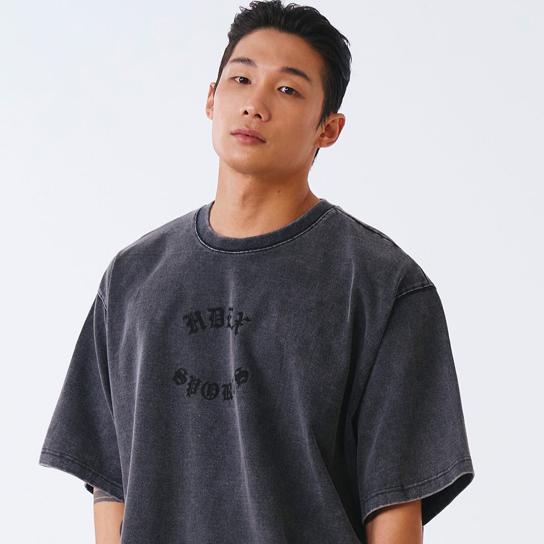 【新品預購】Old Faded 水洗復古風純棉短袖上衣 黑色