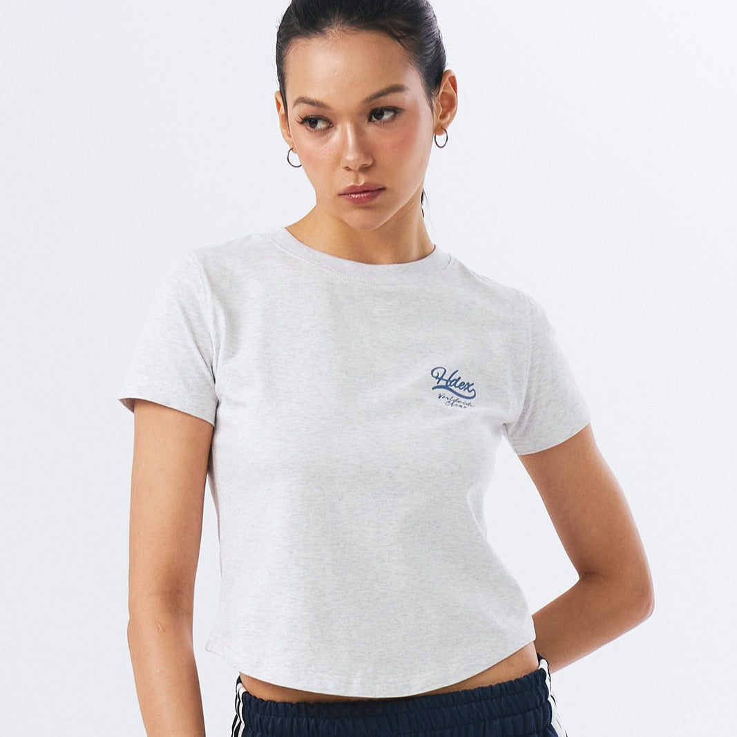 Curved Hem 棉質短袖上衣 灰白色