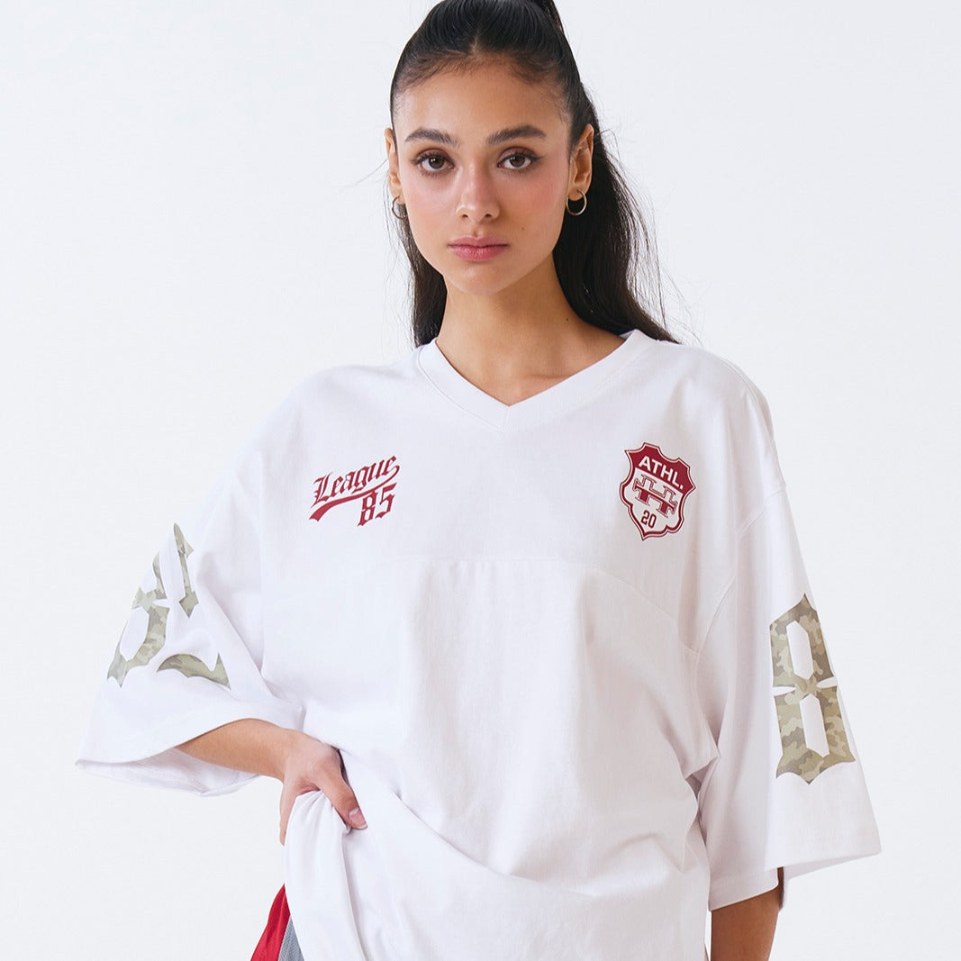 【新品預購】Camo Rugby over Fit 美式風純棉短袖上衣 白色(男女同款)