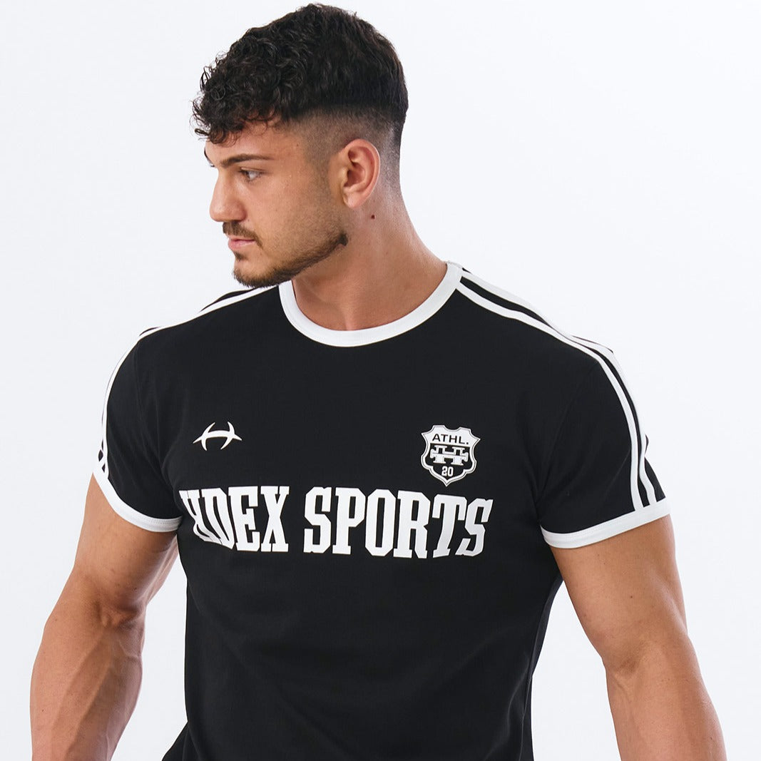 Sporty Ringer Muscle Fit 滾邊短袖運動上衣 黑色