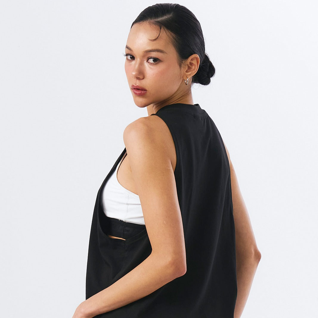 Lettering Modal Cover-Up 無袖運動背心 黑色