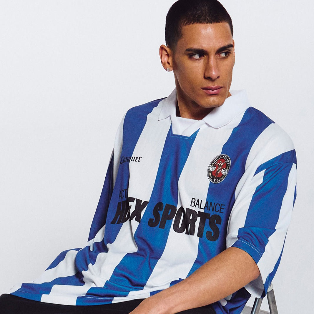 【新品預購】Striped Jersey Uniform 美式撞色短袖球衣 藍色