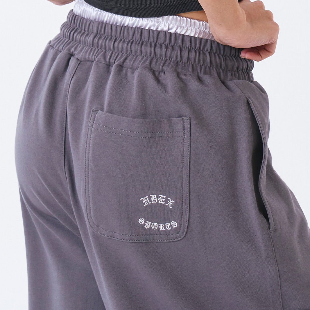 【新品預購】 Double Waist 假兩件寬版運動長褲 鐵灰色