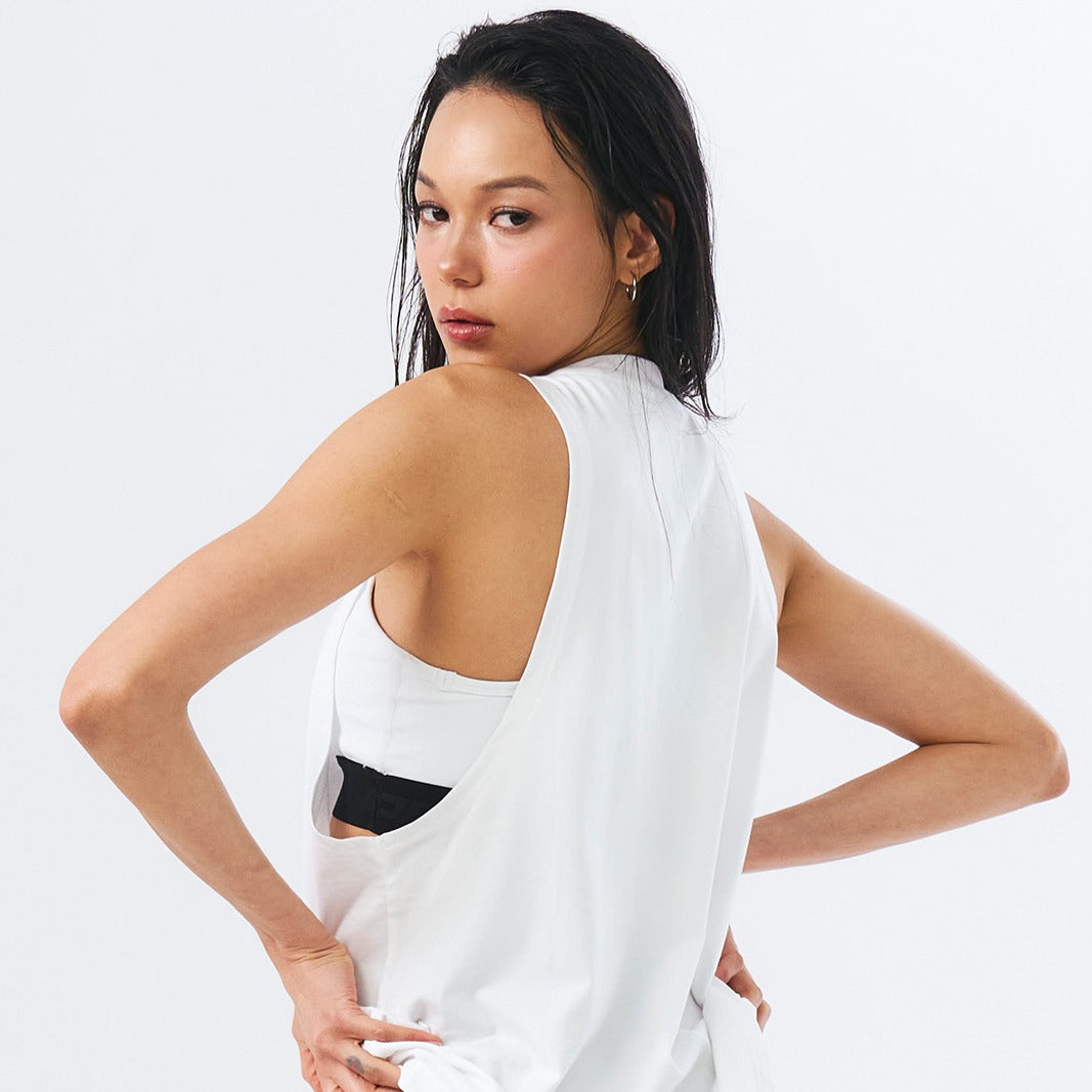 Lettering Modal Cover-Up 無袖運動背心 白色