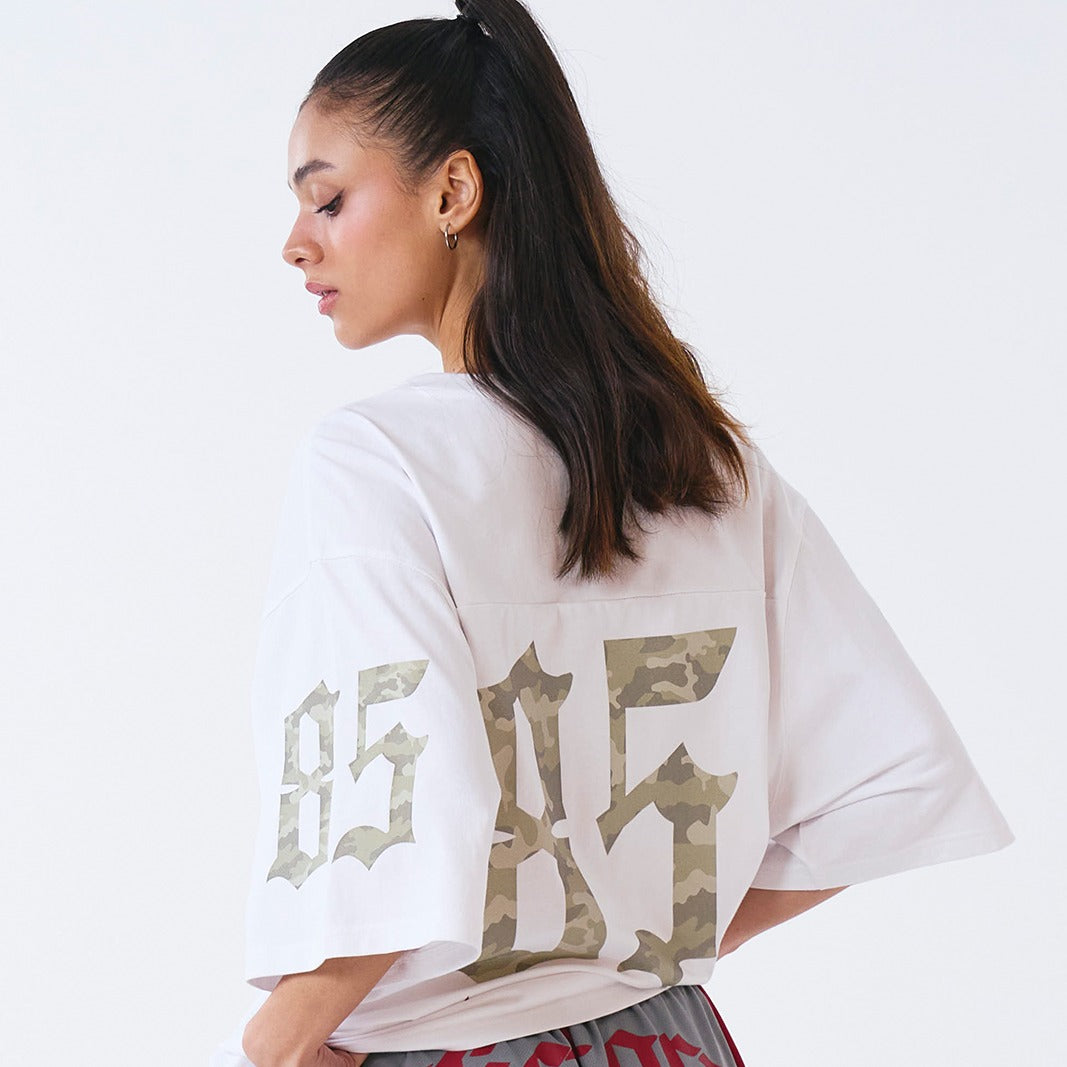 【新品預購】Camo Rugby over Fit 美式風純棉短袖上衣 白色(男女同款)