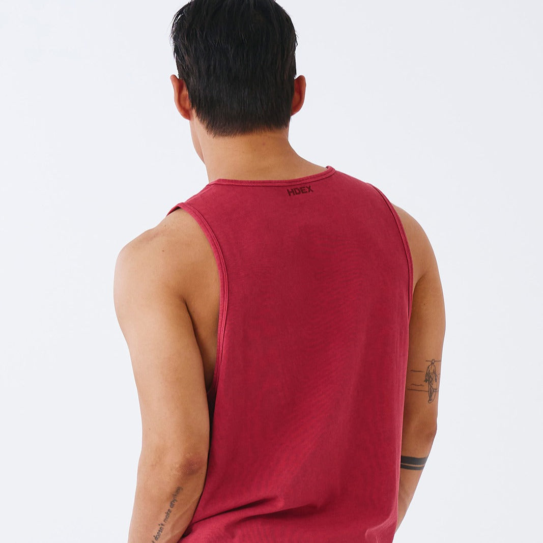 Core Pigment  復古美式風純棉運動背心 水洗暗紅