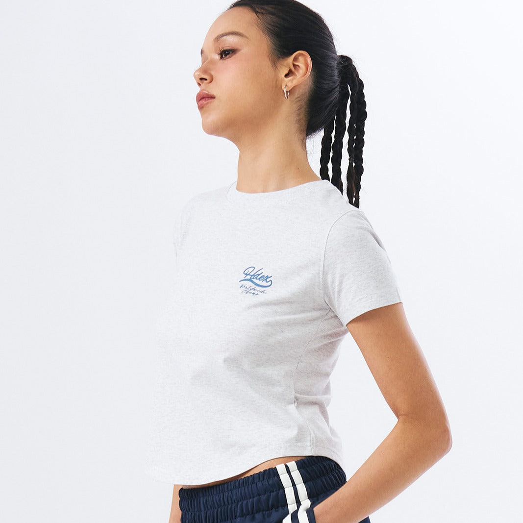 Curved Hem 棉質短袖上衣 灰白色