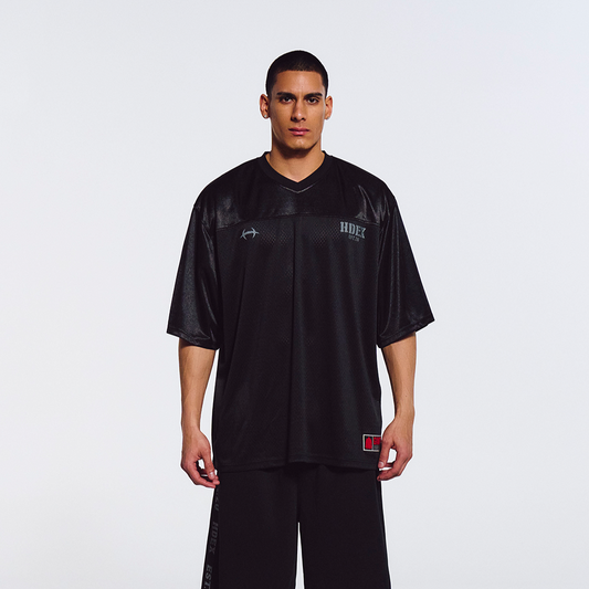 Core Rugby Overfit 美式透氣網眼運動上衣 黑色