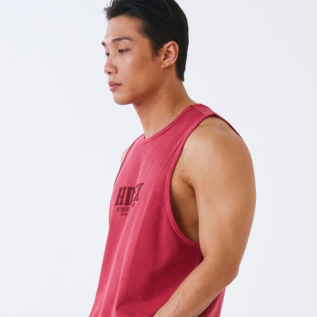 Core Pigment  復古美式風純棉運動背心 水洗暗紅