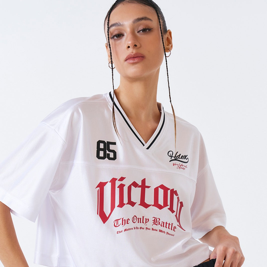 【新品預購】Victory Rugby V領美式短版運動短袖上衣 白色