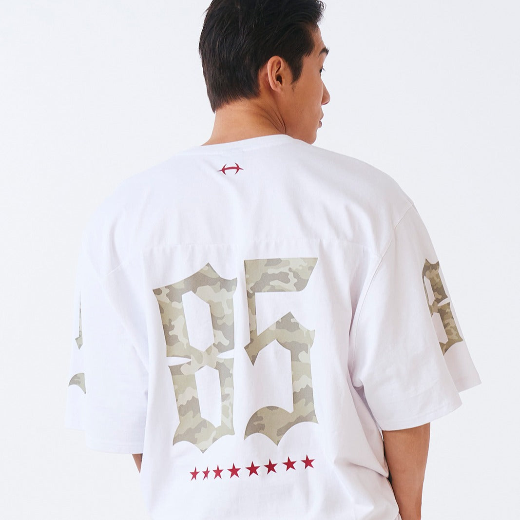 【新品預購】Camo Rugby over Fit 美式風純棉短袖上衣 白色(男女同款)