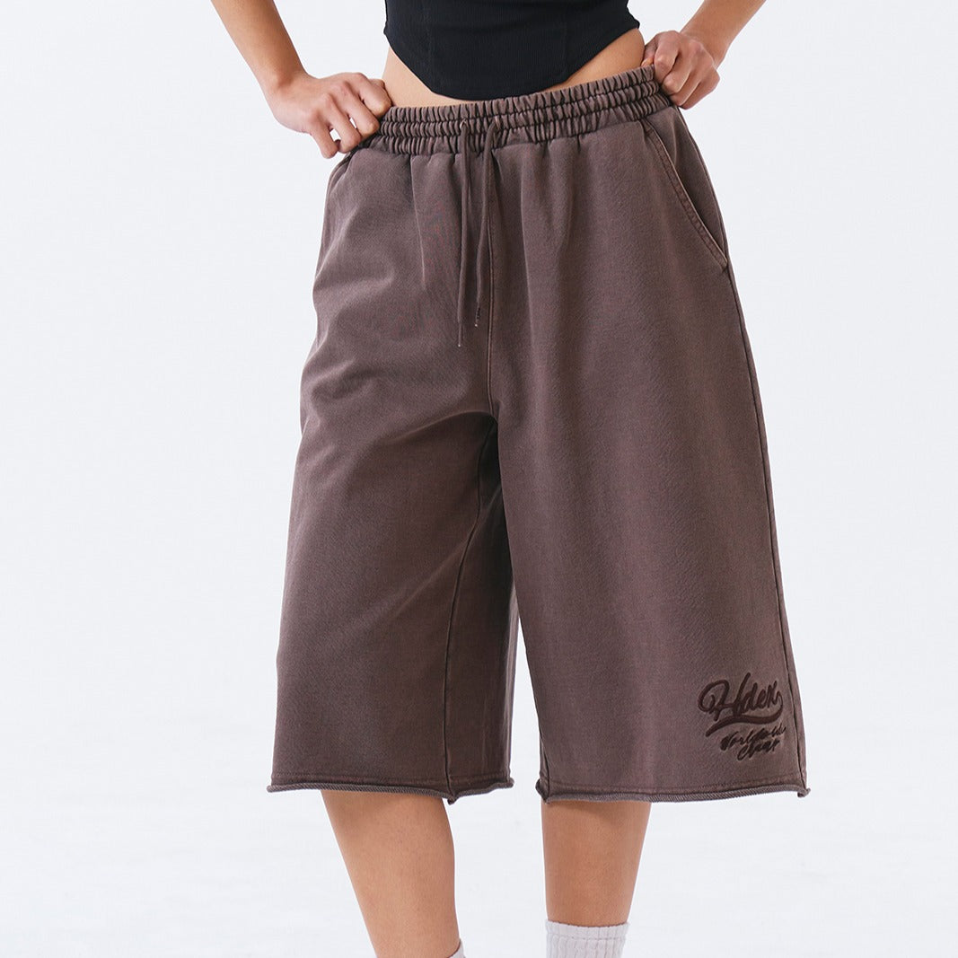 Pigment Cutting 女版百慕達運動短褲 復古棕