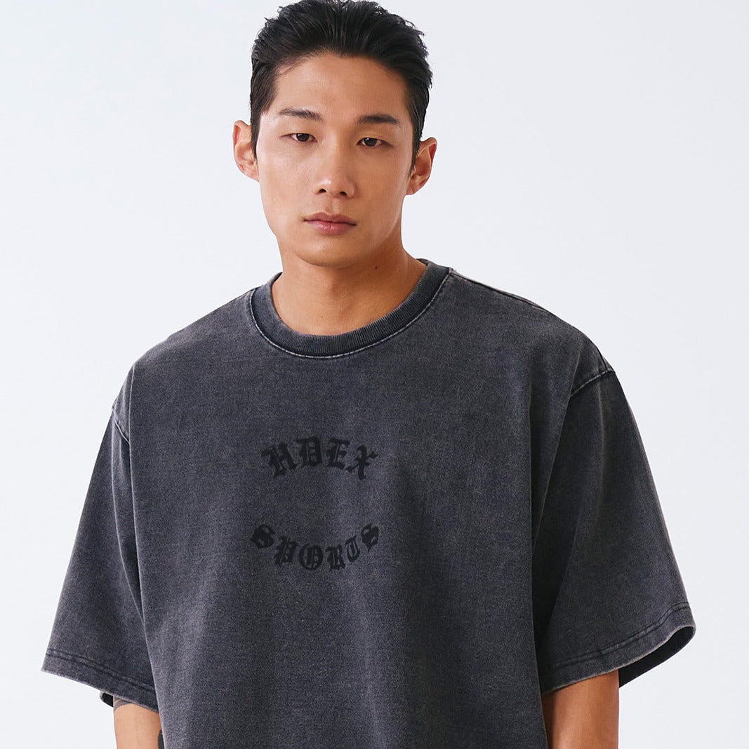 【新品預購】Old Faded 水洗復古風純棉短袖上衣 黑色