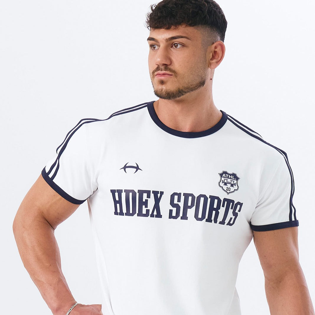 Sporty Ringer Muscle Fit 滾邊短袖運動上衣 白色
