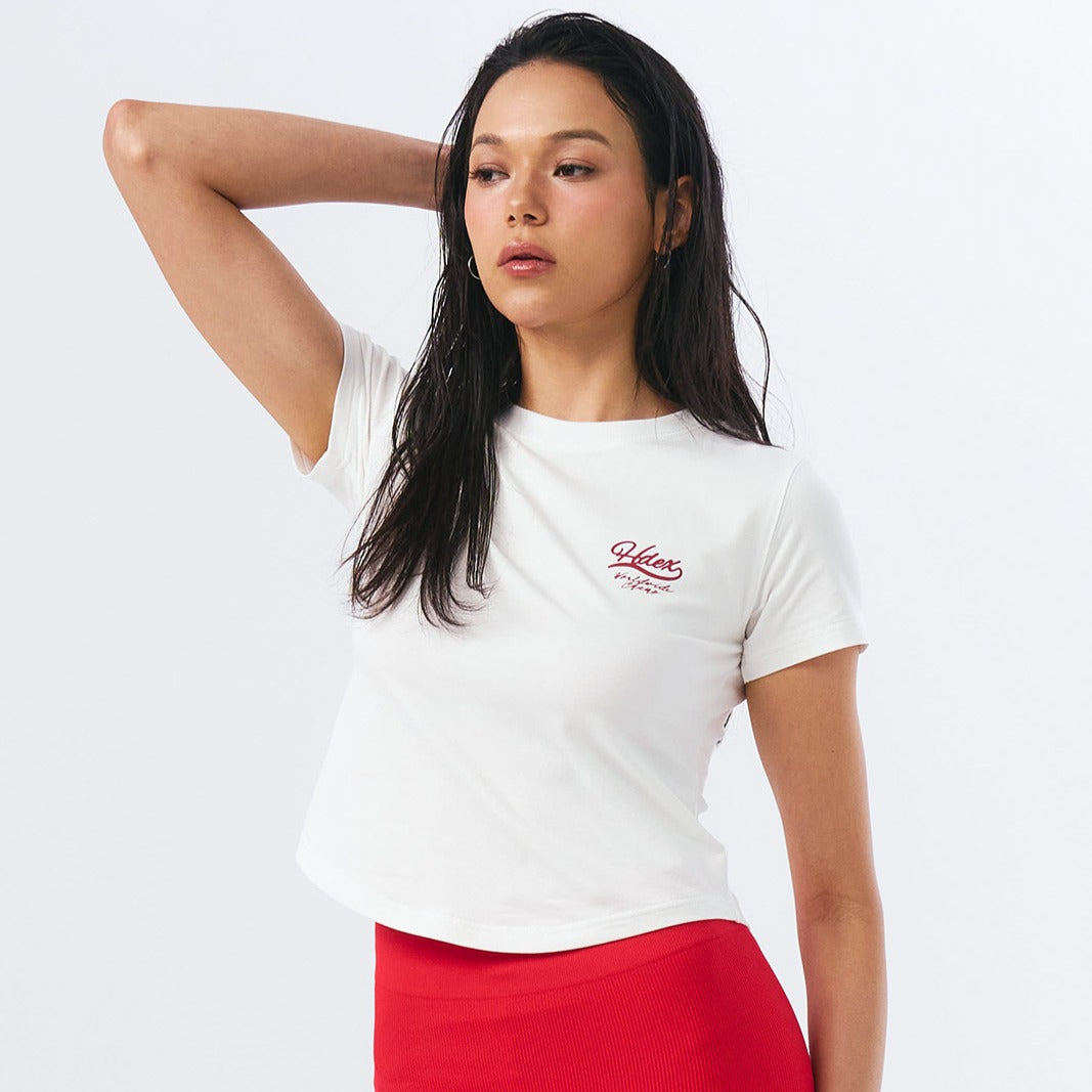 Curved Hem 棉質短袖上衣 白色