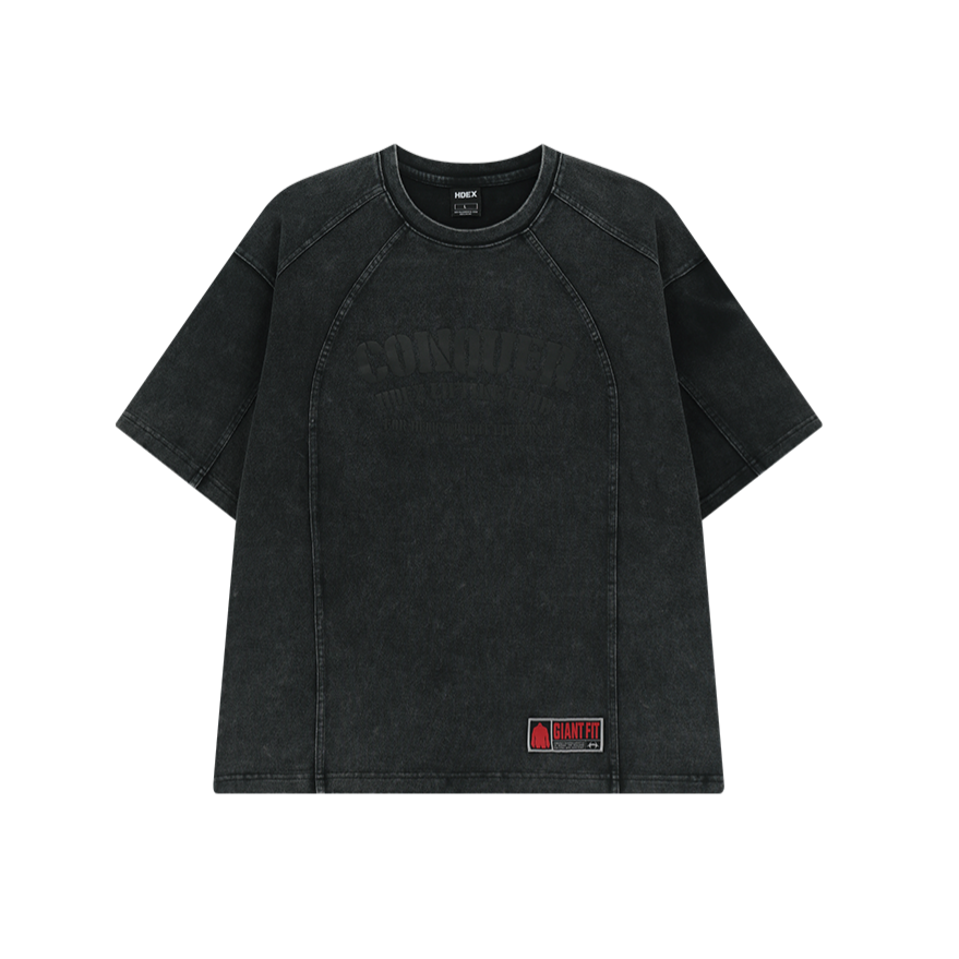 【新品預購】FADED WASHING CONQUER 棉質短袖運動上衣 水洗深灰