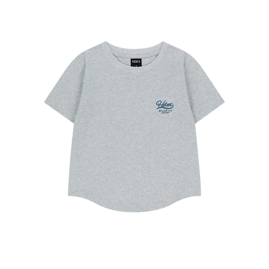 Curved Hem 棉質短袖上衣 灰白色