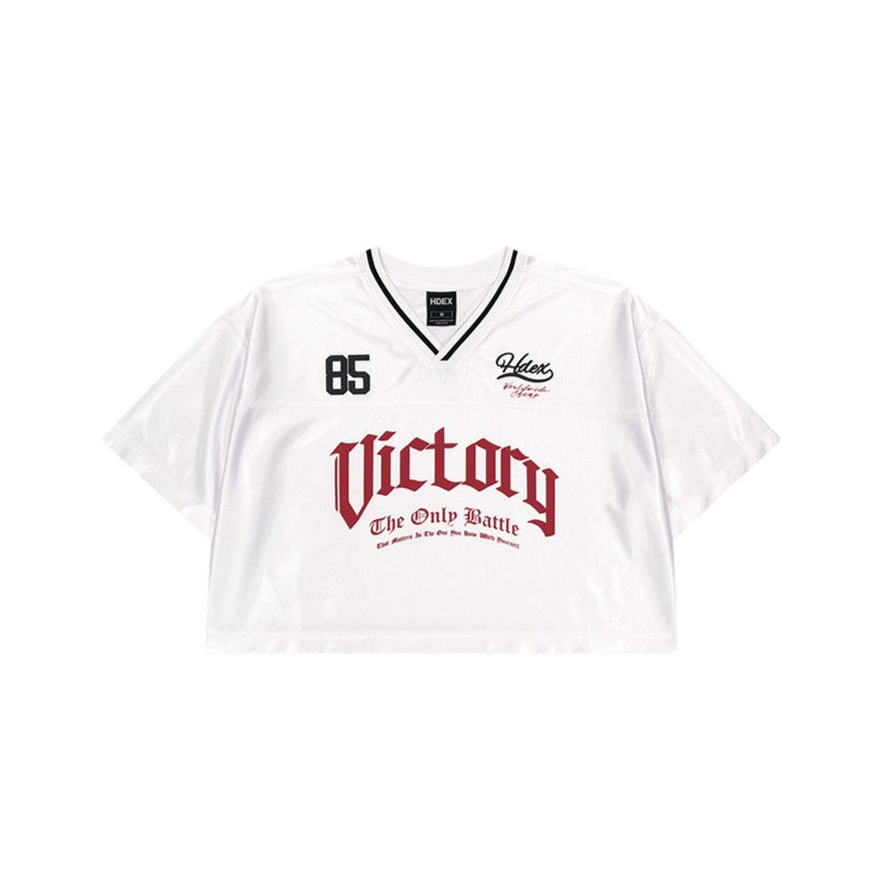 【新品預購】Victory Rugby V領美式短版運動短袖上衣 白色