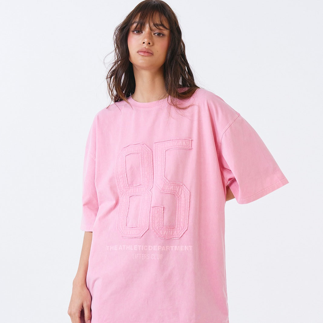 Washed Applique Over Fit 水洗復古風短袖上衣 粉色