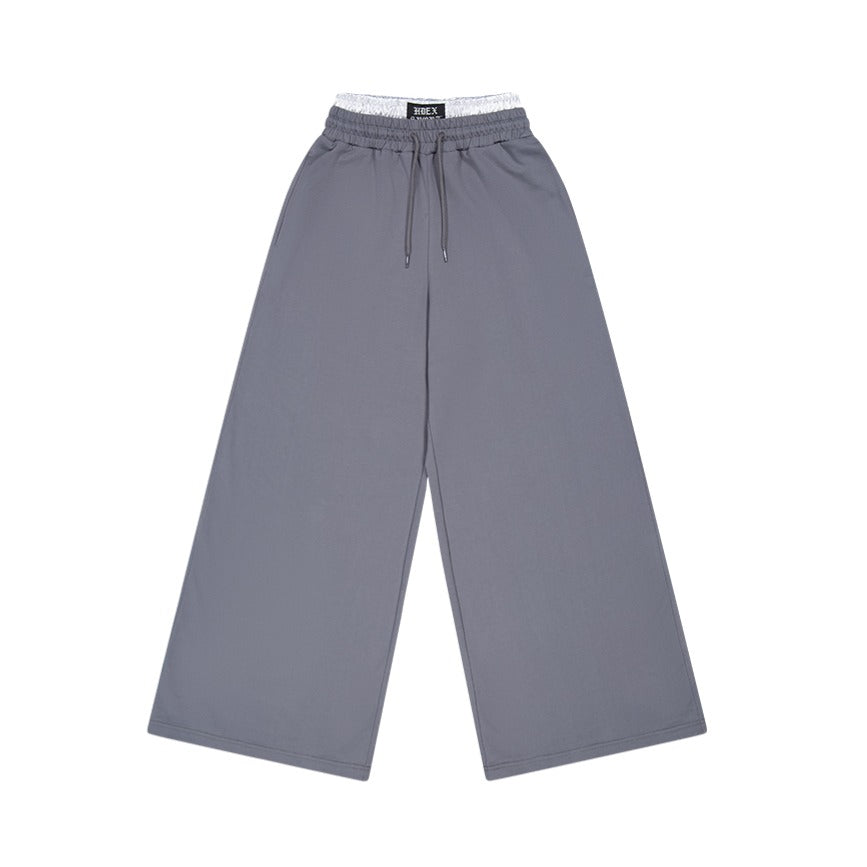 【新品預購】 Double Waist 假兩件寬版運動長褲 鐵灰色