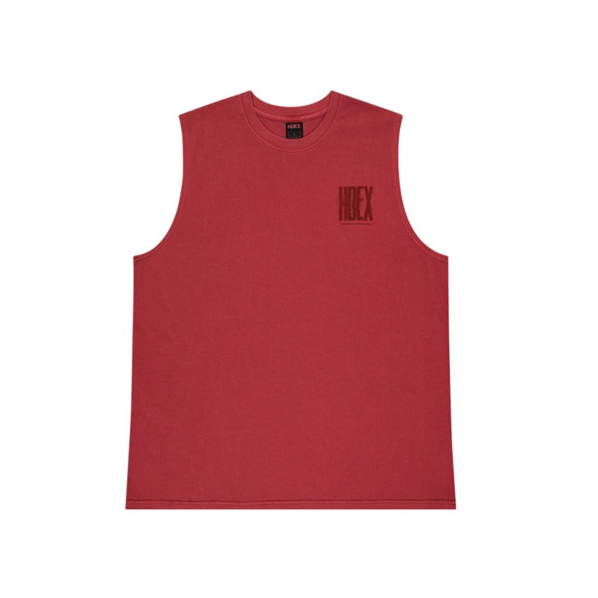 Crack Printed 復古美式風純棉背心 水洗暗紅