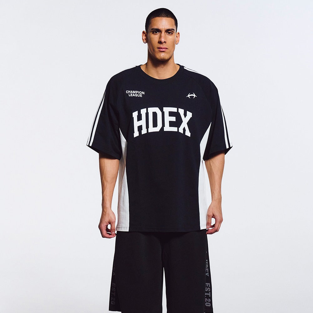 【新品預購】Side Color Block 滾邊撞色棉質運動上衣 黑色