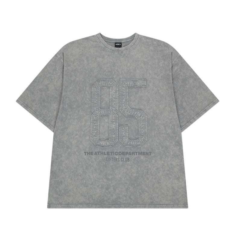 Washed Applique Over Fit 水洗復古風短袖上衣 灰色(男女同款)