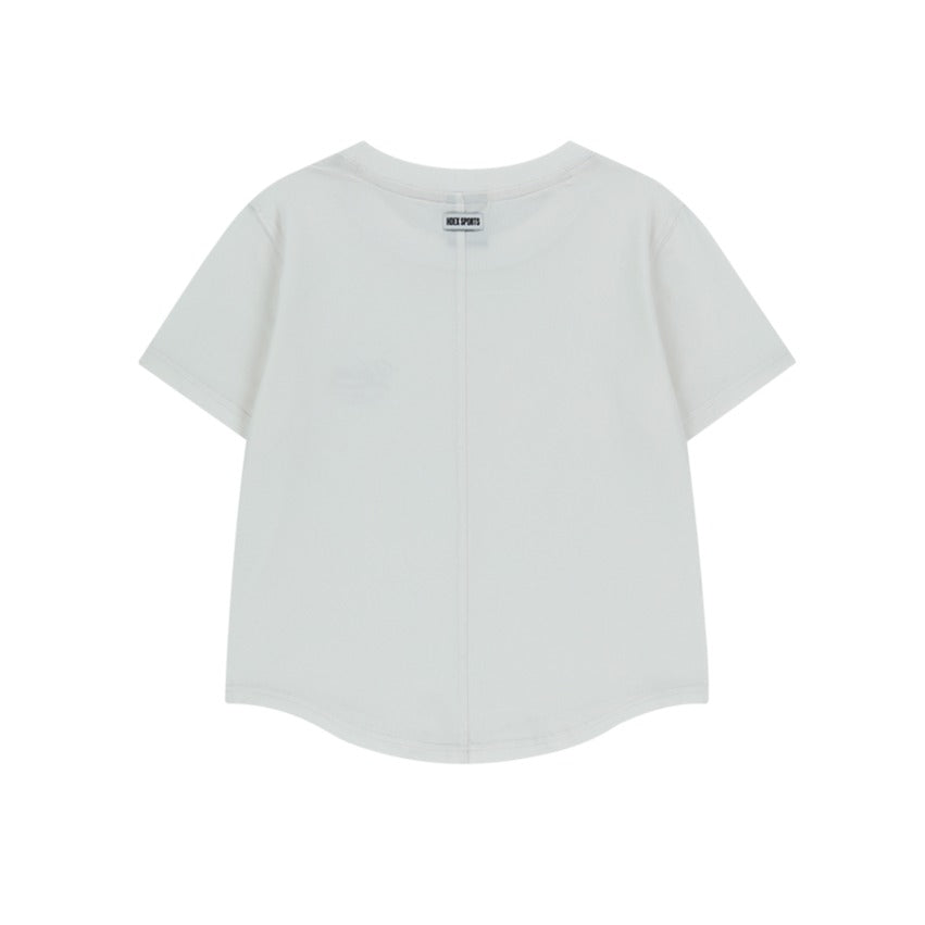 Curved Hem 棉質短袖上衣 白色
