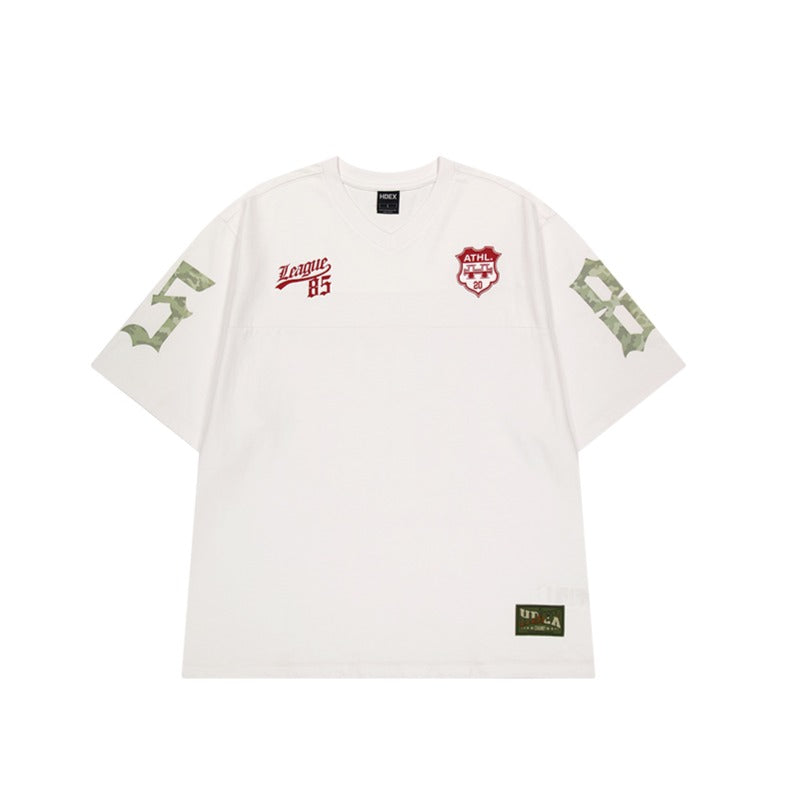 【新品預購】Camo Rugby over Fit 美式風純棉短袖上衣 白色(男女同款)