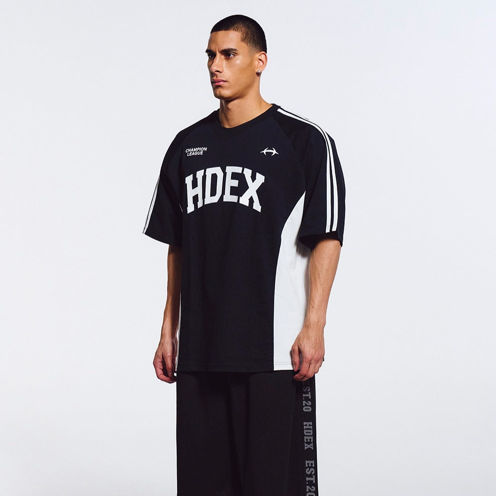 【新品預購】Side Color Block 滾邊撞色棉質運動上衣 黑色