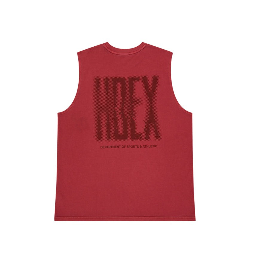 Crack Printed 復古美式風純棉背心 水洗暗紅