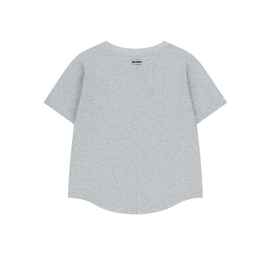 Curved Hem 棉質短袖上衣 灰白色