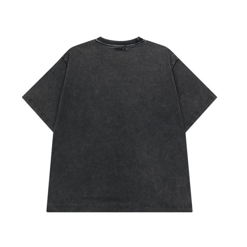 【新品預購】Old Faded 水洗復古風純棉短袖上衣 黑色