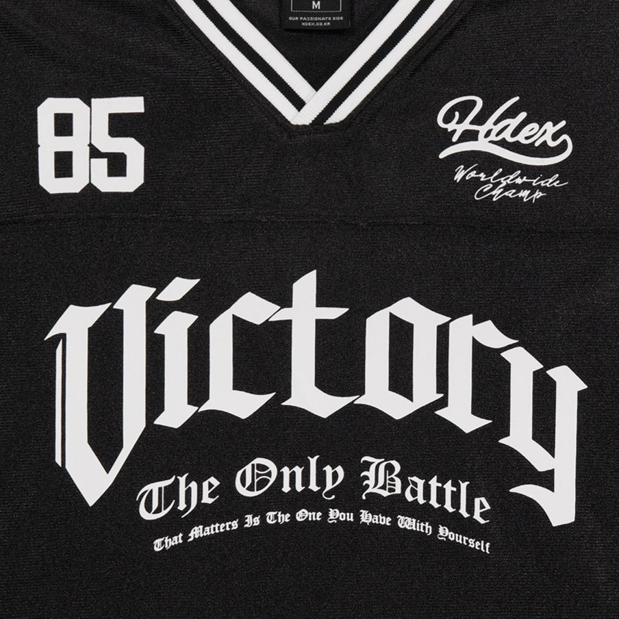 Victory Rugby V領美式短版運動短袖上衣 黑色