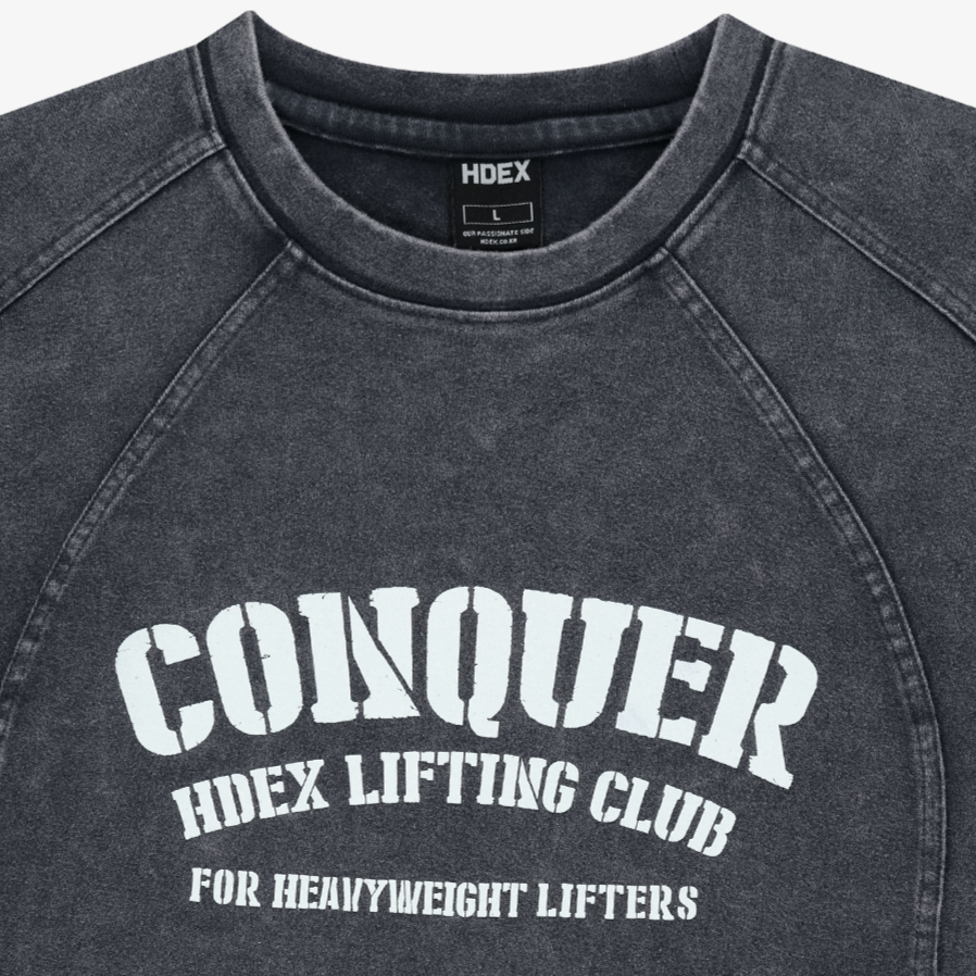 【新品預購】FADED WASHING CONQUER 棉質短袖運動上衣 水洗深藍