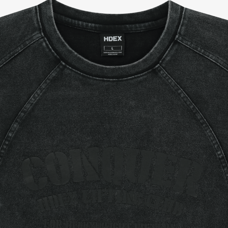 【新品預購】FADED WASHING CONQUER 棉質短袖運動上衣 水洗深灰