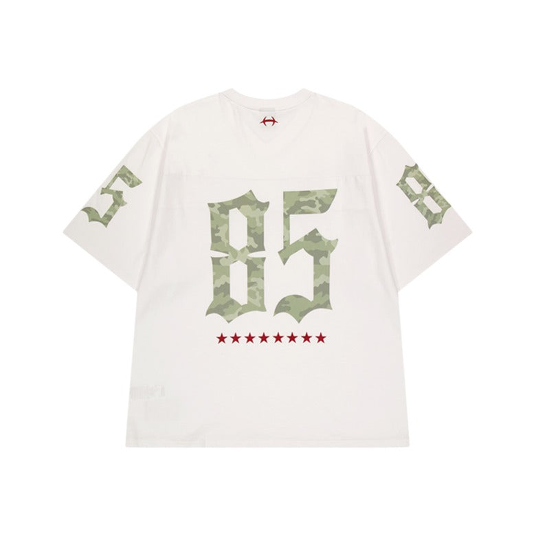 【新品預購】Camo Rugby over Fit 美式風純棉短袖上衣 白色(男女同款)