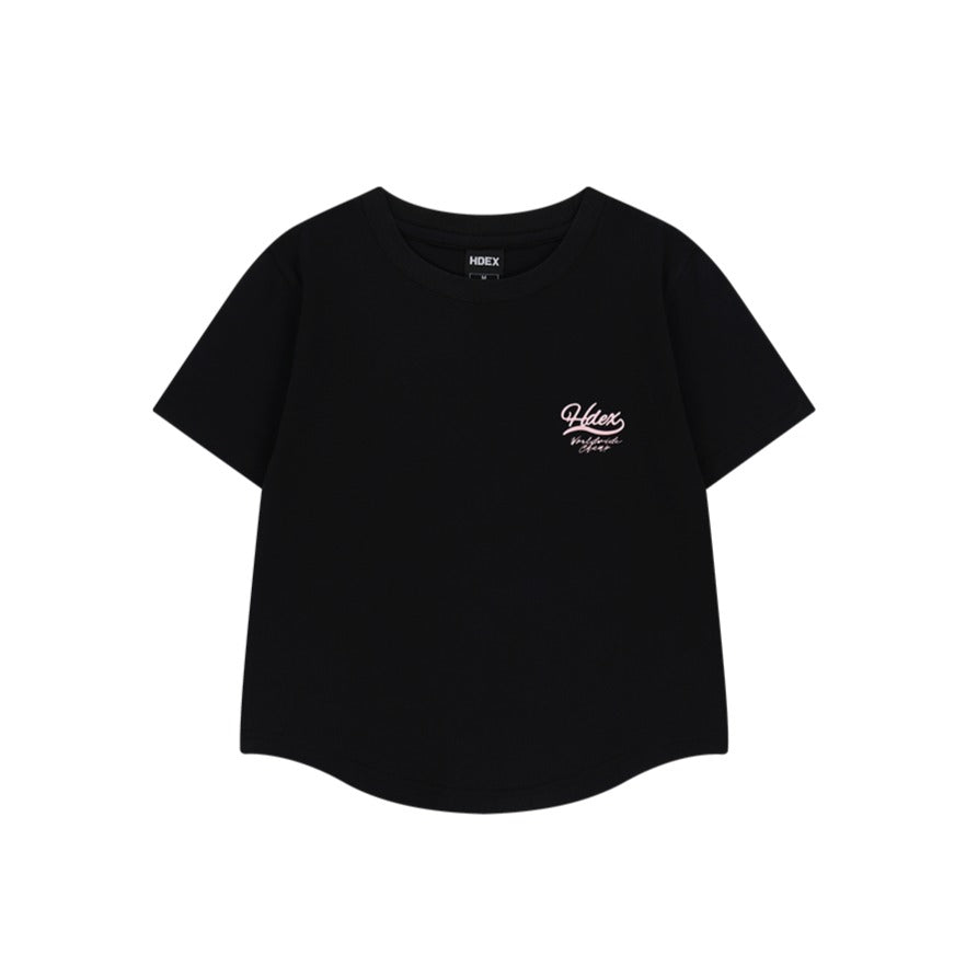 Curved Hem 棉質短袖上衣 黑色