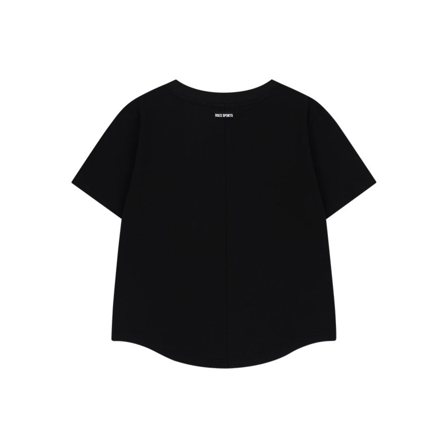 Curved Hem 棉質短袖上衣 黑色