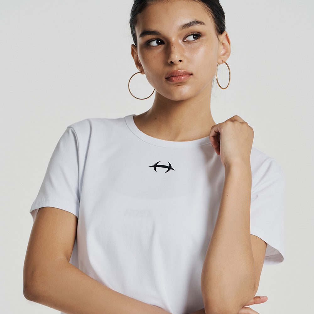 Womens Inhens Symbol 短版短袖上衣 白色