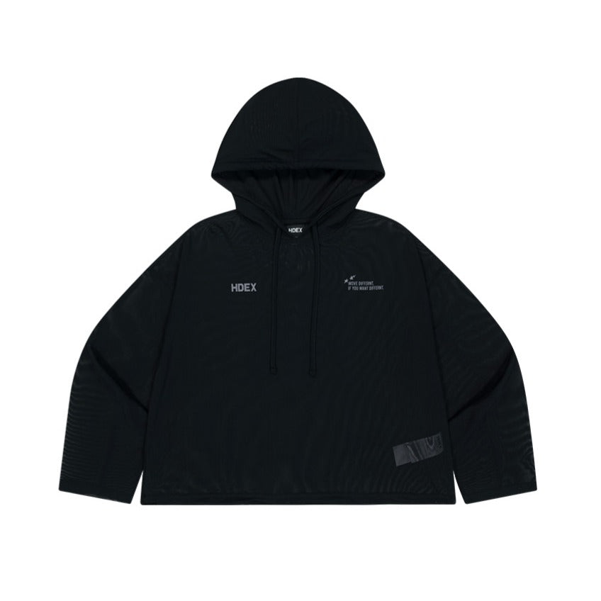 【新品預購】Mesh Cover up 透肌感短版長袖上衣 黑色